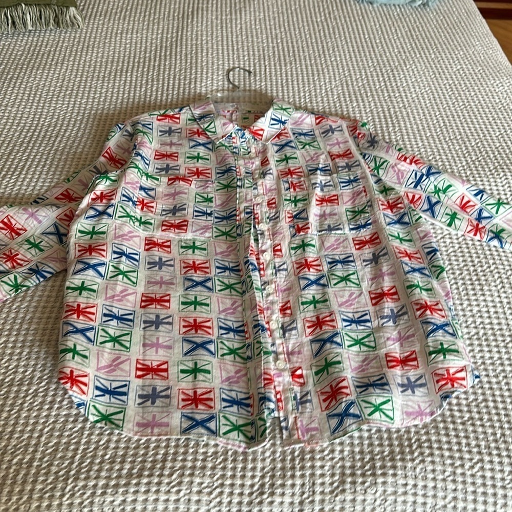 Boden linen shirt 8p US.Union Jack Flag abstract print